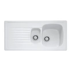 Franke Elba 1.5 Bowl Inset Ceramic Kitchen Sink Reversible ELK 651-100 - White - 124.0307.011