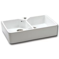 Carron Phoenix Belfast 200 2 Bowl Ceramic Kitchen Sink - 124.0477.749