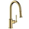 AXOR Montreux Single Lever Kitchen Mixer Tap 180 With Pull Out Spray - Polished Gold Optic - 16581990