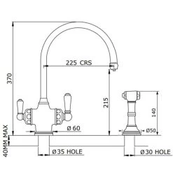 Perrin & Rowe 3-in-1 Hot Kitchen Tap - Polished Brass - 1737BR -Kitchen Sale Shop 1737br 3