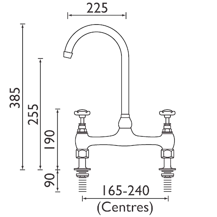 Bristan 1901 Bridge Sink Mixer, Chrome - N DSM C 4 Bristan 1901 Bridge Sink Mixer, Chrome - N DSM C - Image 2