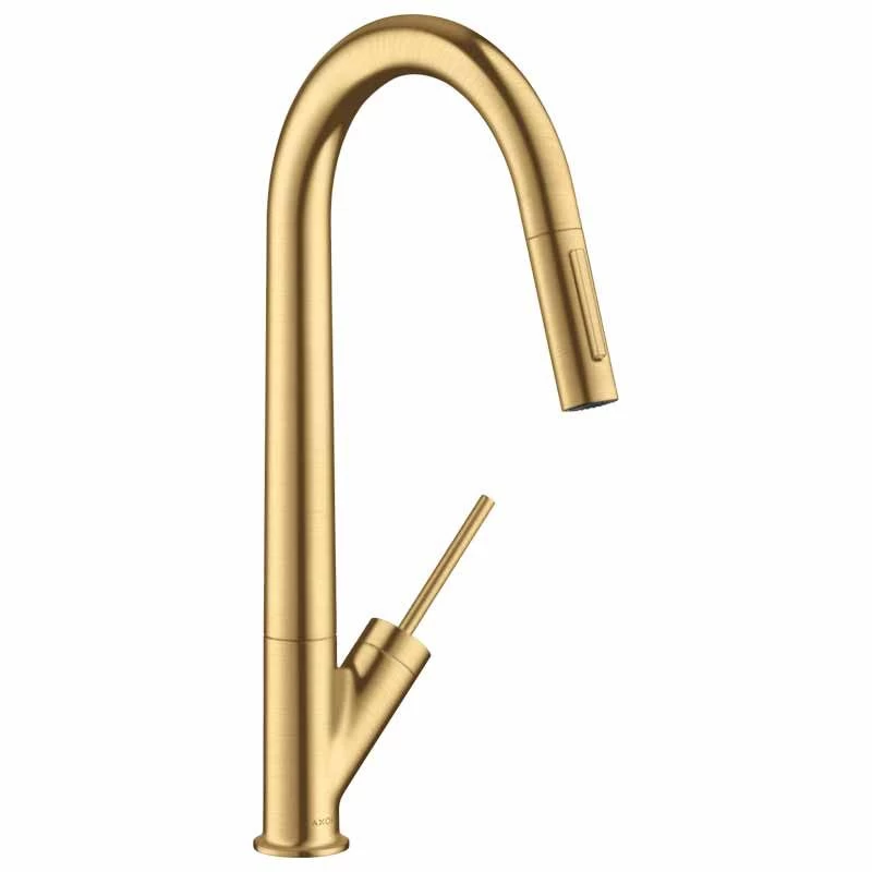 Axor Starck Single Lever Kitchen Mixer 270 With Pull-Out Spray - Brushed Gold Optic - 10821250 3 Axor Starck Single Lever Kitchen Mixer 270 With Pull-Out Spray - Brushed Gold Optic - 10821250