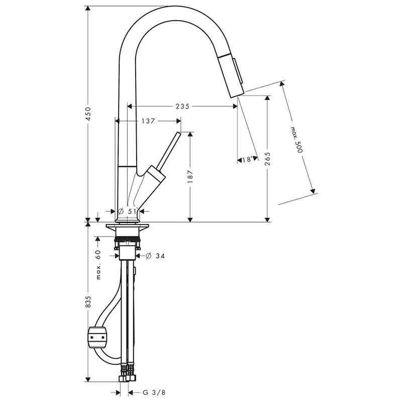 Axor Starck Single Lever Kitchen Mixer 270 With Pull-Out Spray - Brushed Gold Optic - 10821250 4 Axor Starck Single Lever Kitchen Mixer 270 With Pull-Out Spray - Brushed Gold Optic - 10821250 - Image 2