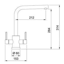 Franke Krios L-Spout Kitchen Mixer Tap - Brass - 115.0567.618 -Kitchen Sale Shop 1 1 115.0567.618 dimensions
