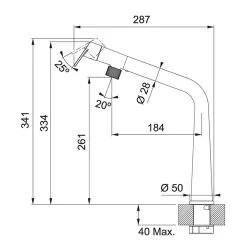 Franke Icon Swivel Spout Kitchen Mixer Tap - Chrome - 115.0625.185 -Kitchen Sale Shop 1 1 115.0625.185 dimensions