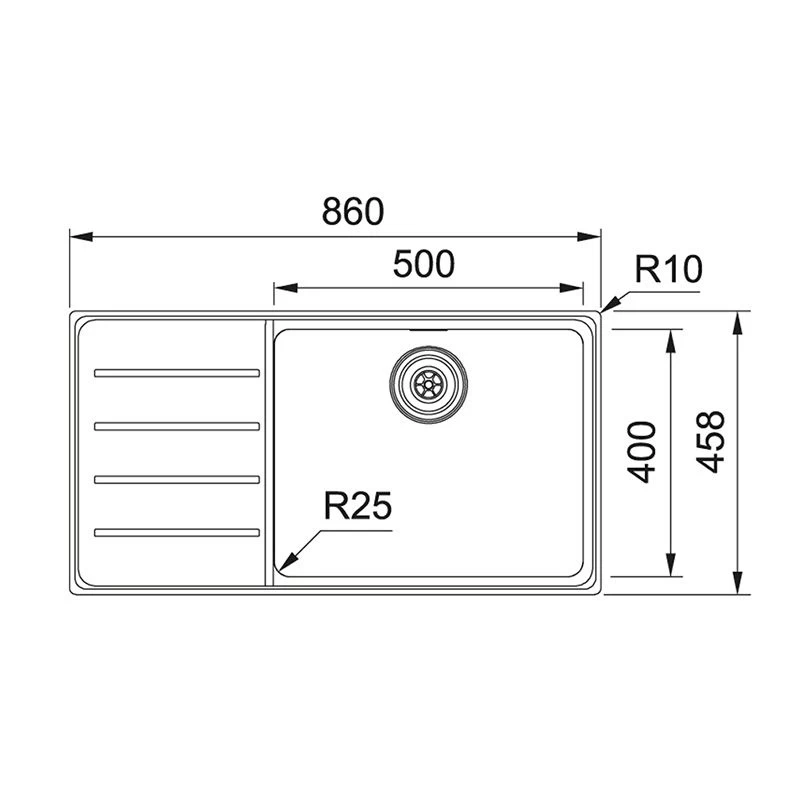 Franke Mythos Plus 1 Bowl Inset Kitchen Sink With Right Hand Drainer MYX 211-86 - Right Hand Drainer - 127.0640.513 7 Franke Mythos Plus 1 Bowl Inset Kitchen Sink With Right Hand Drainer MYX 211-86 - Right Hand Drainer - 127.0640.513 - Image 5