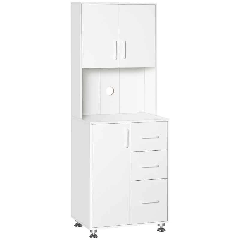 HOMCOM Modern Kitchen Cabinets With Storage - White - 835-341WT 4 HOMCOM Modern Kitchen Cabinets With Storage - White - 835-341WT - Image 3