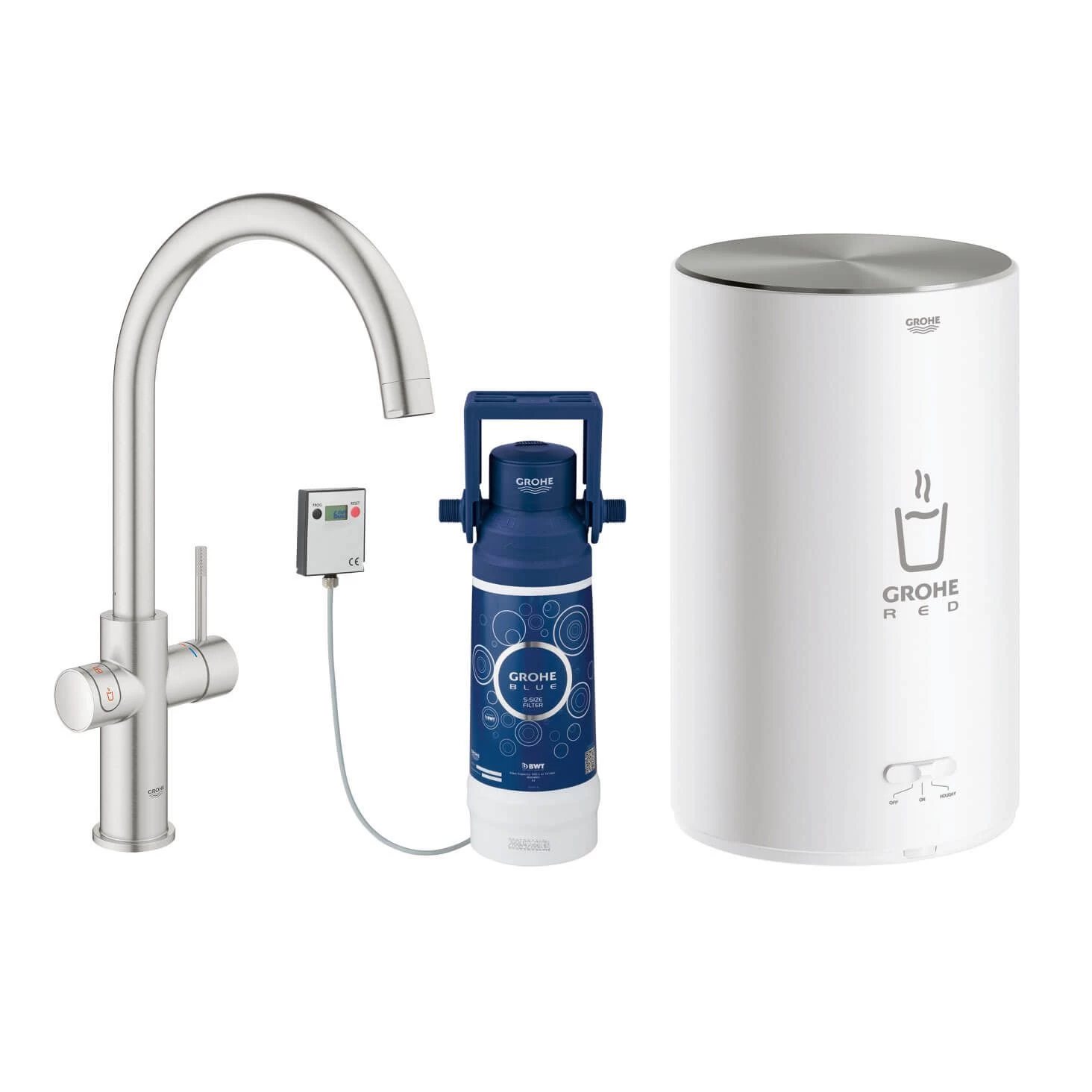 Grohe Red II Duo C Spout Tap & M Size Boiler Super Steel 30058DC1 3 Grohe Red II Duo C Spout Tap & M Size Boiler Super Steel 30058DC1