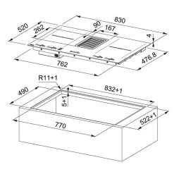 Franke Mythos 2gether Hob Extractor FMY 839 HI - Glass Black - 340.0597.249 -Kitchen Sale Shop 3 4 340.0597.249 dimensions