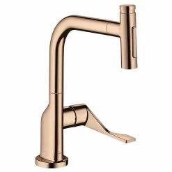 Axor Citterio Single Lever Kitchen Mixer Select 230 2 Jet With Pull-Out Spray - Polished Red Gold - 39863300