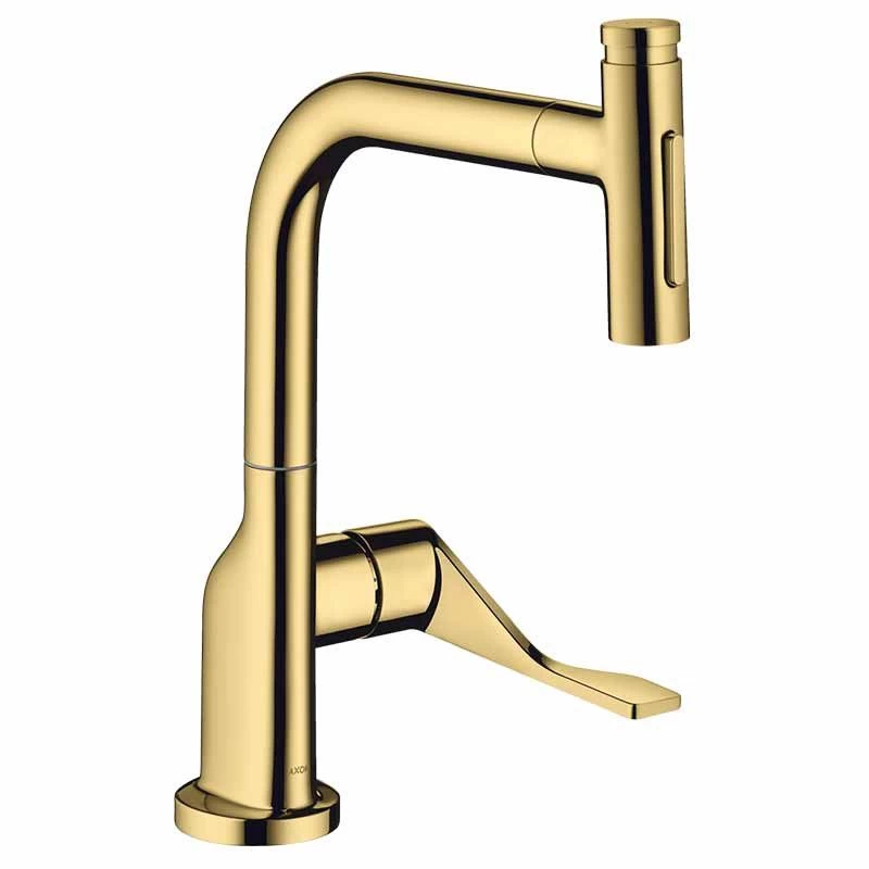 Axor Citterio Single Lever Kitchen Mixer Select 230 2 Jet With Pull-Out Spray - Polished Gold Optic - 39863990 3 Axor Citterio Single Lever Kitchen Mixer Select 230 2 Jet With Pull-Out Spray - Polished Gold Optic - 39863990