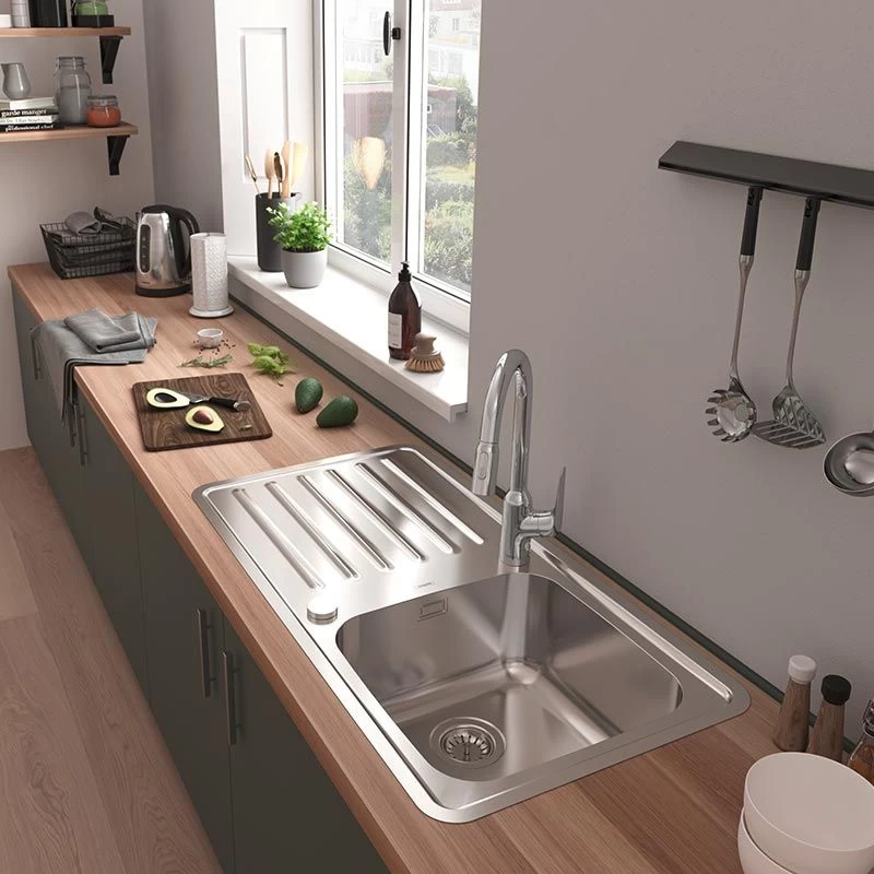 Hansgrohe S4113-F400 Built-in Kitchen Sink 400/400 With Drainboard - Stainless Steel - 43338800 5 Hansgrohe S4113-F400 Built-in Kitchen Sink 400/400 With Drainboard - Stainless Steel - 43338800 - Image 3