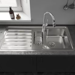 Hansgrohe S4113-F540 Built-in Kitchen Sink 340/150/400 With Drainboard - Stainless Steel - 43339800 -Kitchen Sale Shop 4 4 3 43339800 2