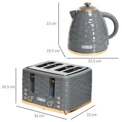 HOMCOM 1600W 1.7 Litre Rapid Boil Kettle & Toaster Set - Grey - 800-162V70GY -Kitchen Sale Shop 4tfa12188f7811e9c.jpg