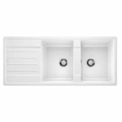 Blanco LEGRA 8 S Reversible Silgranit 2 Bowl Inset Kitchen Sink - White - 523165