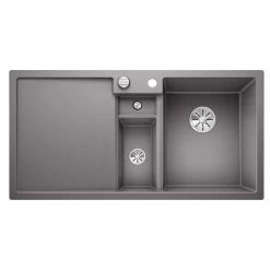 Blanco COLLECTIS 6 S RH Silgranit 1.5 Bowl Inset Kitchen Sink With Drain Remote Control - Alumetallic - 523346
