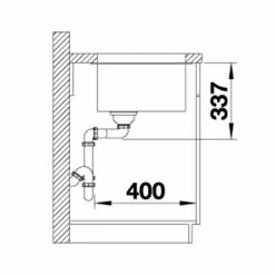 Blanco SUBLINE 800-U Silgranit 1 Bowl Undermount Kitchen Sink With Manual InFino Waste - Coffee - 523150 -Kitchen Sale Shop 5 2 523150 dimensions1