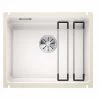 Blanco ETAGON 500-U Ceramic PuraPlus 1 Bowl Undermount Kitchen Sink With Manual InFino Waste - Crystal White - 525149