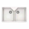 Blanco VILLAE Farmhouse Ceramic 2 Bowl Kitchen Sink - Crystal White - 525164