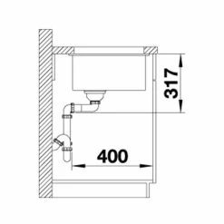 Blanco ETAGON 700-U Silgranit 1 Bowl Undermount Kitchen Sink With Manual InFino Waste - Rock Grey - 525168 -Kitchen Sale Shop 5 2 525168 dimensions1