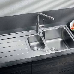 Blanco CLASSIMO 6 S-IF Reversible Stainless Steel 1.5 Bowl Kitchen Sink With Drain Remote Control - Brushed - 525328 -Kitchen Sale Shop 5 2 525328 lifestyle1