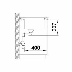 Blanco SUBLINE 500-U Silgranit 1 Bowl Undermount Kitchen Sink With Manual InFino Waste - Black - 525995 -Kitchen Sale Shop 5 2 525995 dimensions1