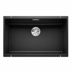 Blanco SUBLINE 700-U Silgranit 1 Bowl Undermount Kitchen Sink With Manual InFino Waste - Black - 526001
