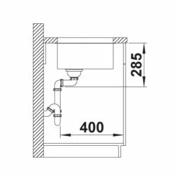 Blanco SOLIS 400-U Stainless Steel 1 Bowl Undermount Kitchen Sink With Manual InFino Waste - Brushed Finish - 526117 -Kitchen Sale Shop 5 2 526117 dimensions1