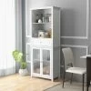 HOMCOM Tall Kitchen Cabinet Pantry Storage - White - 835-996V00WT