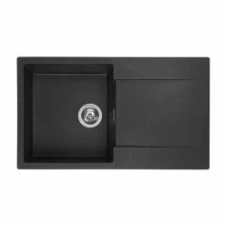 Reginox Amsterdam 10 1 Bowl Sink And Drainer - Black Silvery - AMSTERDAM 10 BS