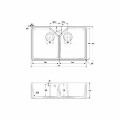 Abode Provincial 2 Bowl Ceramic Kitchen Sink - White - AW1021 7 Abode Provincial 2 Bowl Ceramic Kitchen Sink - White - AW1021 -Kitchen Sale Shop a w aw1021 3