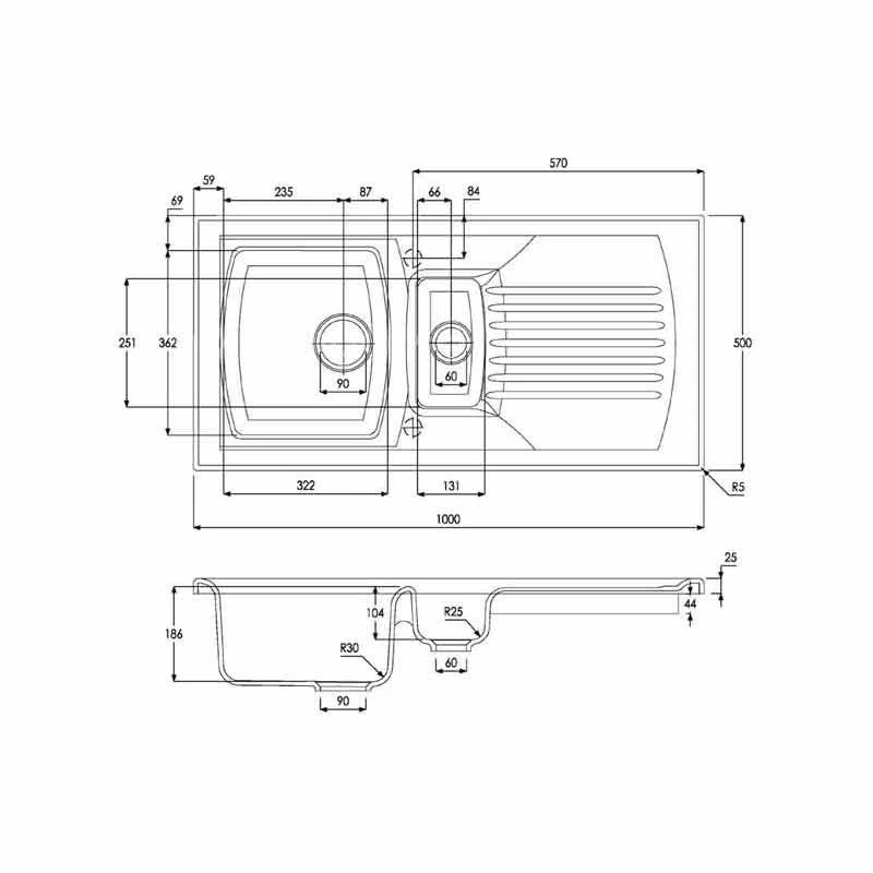 Abode Milford 1.5 Bowl Ceramic Kitchen Sink - White - AW1043 5 Abode Milford 1.5 Bowl Ceramic Kitchen Sink - White - AW1043 - Image 3
