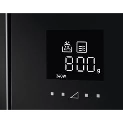 AEG MBE2658SEM Built In Microwave - Black & Stainless Steel -Kitchen Sale Shop aeg mbe2658sem digital display panel front close up view