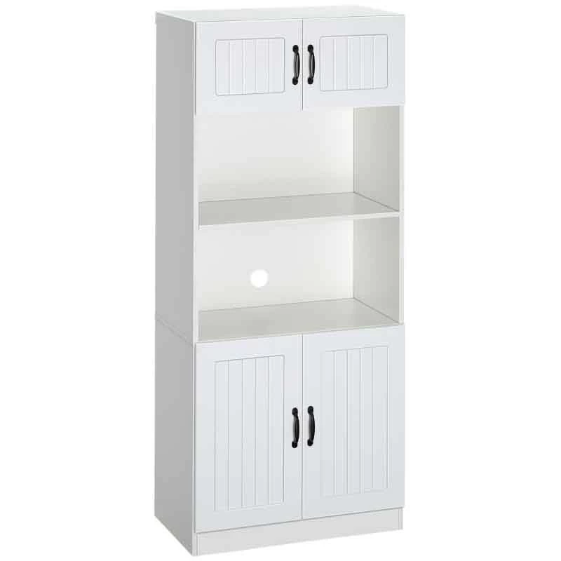 HOMCOM 5-Tier Kitchen Storage Unit With Countertop - White - 835-684V00WT 4 HOMCOM 5-Tier Kitchen Storage Unit With Countertop - White - 835-684V00WT - Image 2