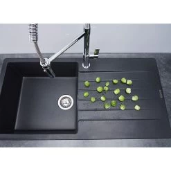 Reginox Amsterdam 15 1.5 Bowl Sink And Drainer - Black Silvery - AMSTERDAM 15 BS