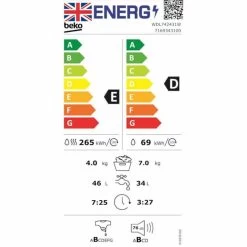 Beko WDL742431W Freestanding 7kg/4kg 1200rpm Washer Dryer - White -Kitchen Sale Shop b e beko wdl742431w energy label