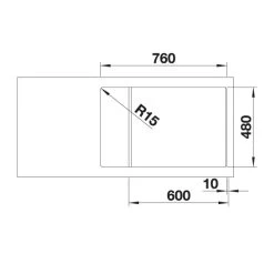 Blanco ZIA XL 6 S Compact Reversible 1 Bowl Silgranit Kitchen Sink - Volcano Grey - 527397 -Kitchen Sale Shop b l blanco 527397 dimensions1