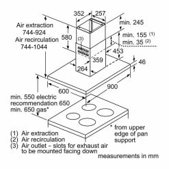 Bosch Series 6 DIB98JQ50B 90cm Island Cooker Hood - Brushed Steel -Kitchen Sale Shop b o bosch dib98jq50b dims