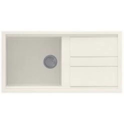 Reginox BEST 480 Elleci Granite 1 Bowl Kitchen Sink - Reversible Granitek White - BEST 480 W