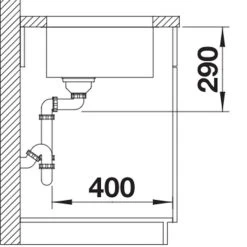 Blanco ANDANO 400-U 1 Bowl Undermount Stainless Steel Kitchen Sink With Manual InFino Drain System - Satin Polish - 522959 -Kitchen Sale Shop blanco andano 522959 dimensions 1 1