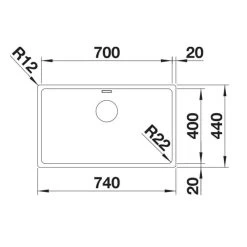 Blanco ANDANO 700-IF 1 Bowl Inset Stainless Steel Kitchen Sink With Manual InFino Drain System - Satin Polish - 522969 -Kitchen Sale Shop blanco andano 522969 dimensions 1