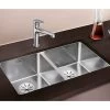 Blanco ANDANO 340/340-U 2 Bowl Stainless Steel Kitchen Sink With Manual InFino Drain System - Satin Polish - 522983 -Kitchen Sale Shop blanco andano 522983 1