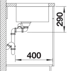 Blanco ANDANO 500/180-U 1.5 Bowl Undermount Stainless Steel Kitchen Sink With Manual InFino Drain System - Satin Polish - 522989 -Kitchen Sale Shop blanco andano 522989 dimensions 1 1