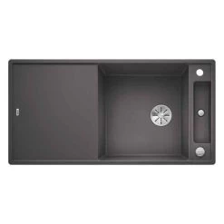 Blanco AXIA III XL 6 S 1 Bowl Inset Silgranit Reversible Kitchen Sink With Remote Control InFino Drain System - Rock Grey - 523511