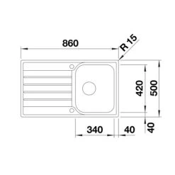 Blanco LIVIT 45 S 1 Bowl Inset Stainless Steel Reversible Kitchen Sink - Brushed Finish - 450835 -Kitchen Sale Shop blanco livit 450835 dimensions