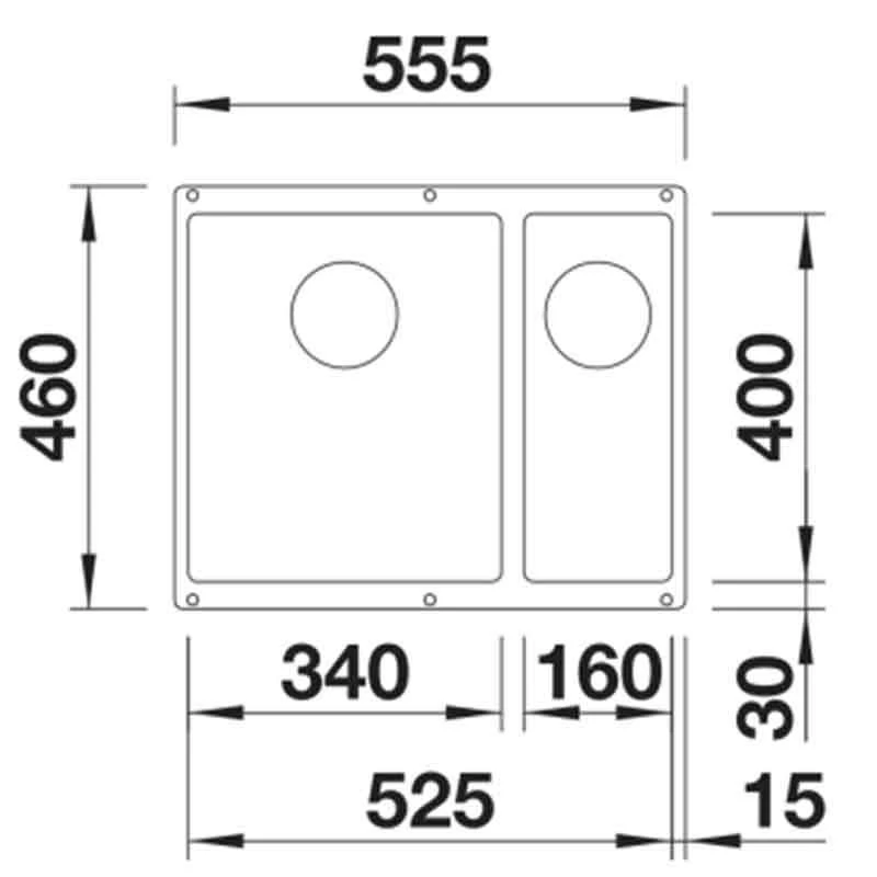 Blanco SUBLINE 340/160-U 1.5 RH Bowl Undermount Silgranit Kitchen Sink With Manual InFino Waste - Rock Grey - 523559 4 Blanco SUBLINE 340/160-U 1.5 RH Bowl Undermount Silgranit Kitchen Sink With Manual InFino Waste - Rock Grey - 523559 - Image 2