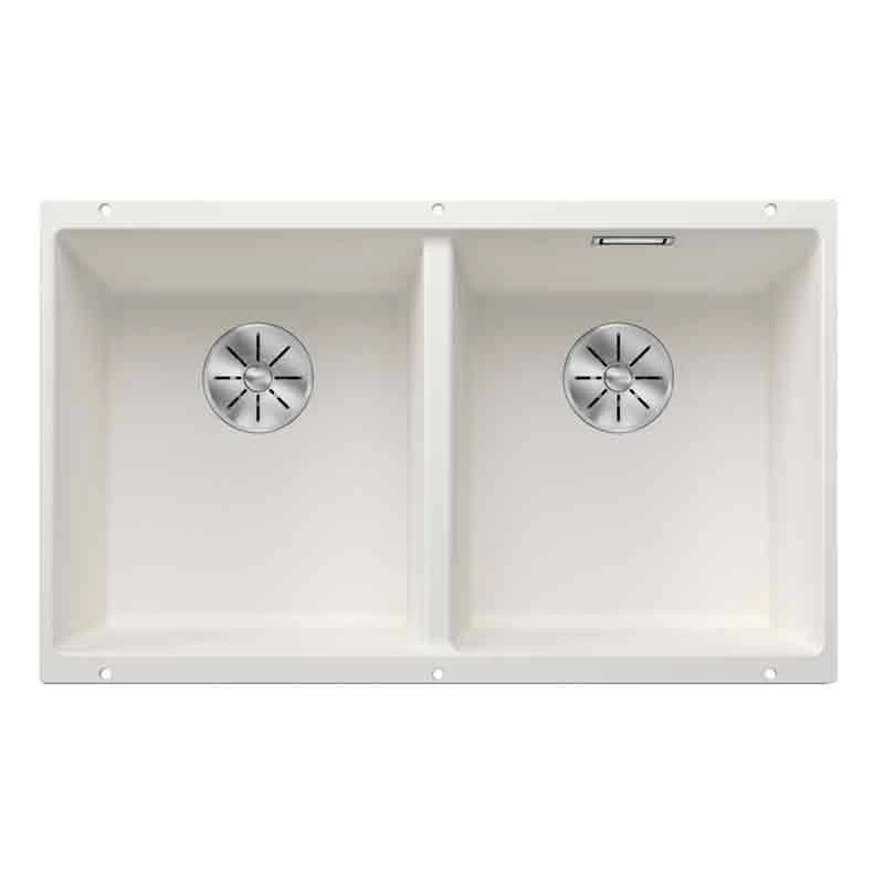 Blanco SUBLINE 350/350-U 2 Bowl Undermount Silgranit Kitchen Sink With Manual InFino Waste - White - 523581 3 Blanco SUBLINE 350/350-U 2 Bowl Undermount Silgranit Kitchen Sink With Manual InFino Waste - White - 523581