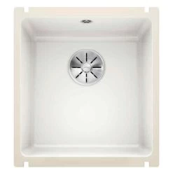 Blanco SUBLINE 375-U 1 Bowl Undermount Ceramic Kitchen Sink With Manual InFino Waste - Crystal White - 523726