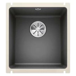 Blanco SUBLINE 375-U 1 Bowl Undermount Ceramic Kitchen Sink With Manual InFino Waste - Basalt - 523731