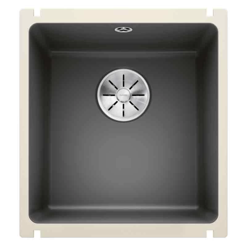 Blanco SUBLINE 375-U 1 Bowl Undermount Ceramic Kitchen Sink With Manual InFino Waste - Basalt - 523731 3 Blanco SUBLINE 375-U 1 Bowl Undermount Ceramic Kitchen Sink With Manual InFino Waste - Basalt - 523731